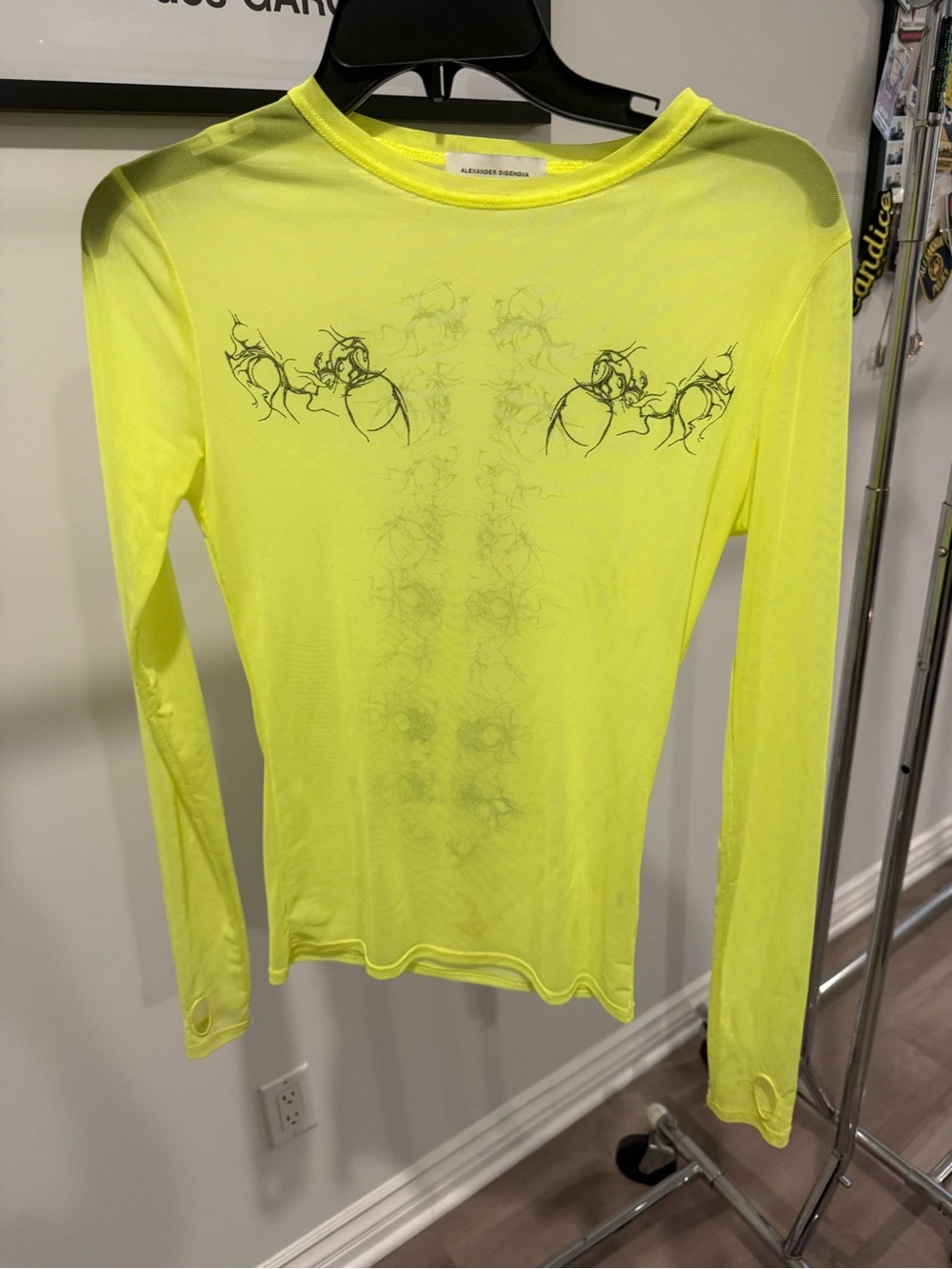 ALEKANDER DIGENOVA Neon Yellow Long-Sleeve Graphic Top